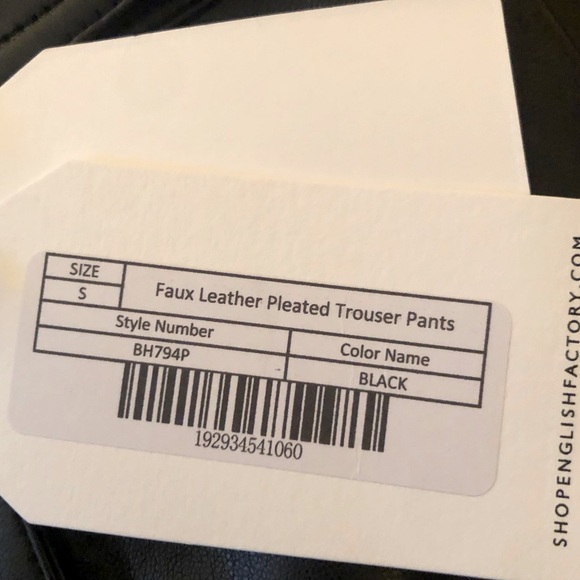 English Factory Faux Leather Pleated Trouser Pants Size S NWT - Picture 12 of 15